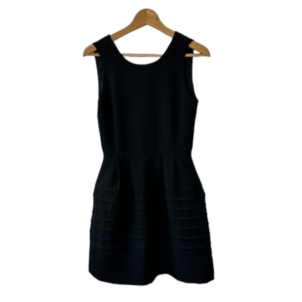 Madewell Midnight Mini Dress Brushstroke Black Pleats Women's Size 2 Style E4899